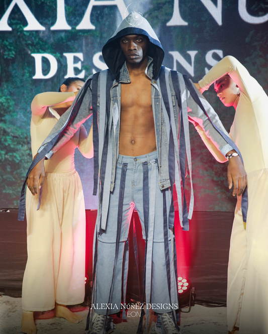 PRAISE STRIPED MODULAR HOODED UNISEX JACKET