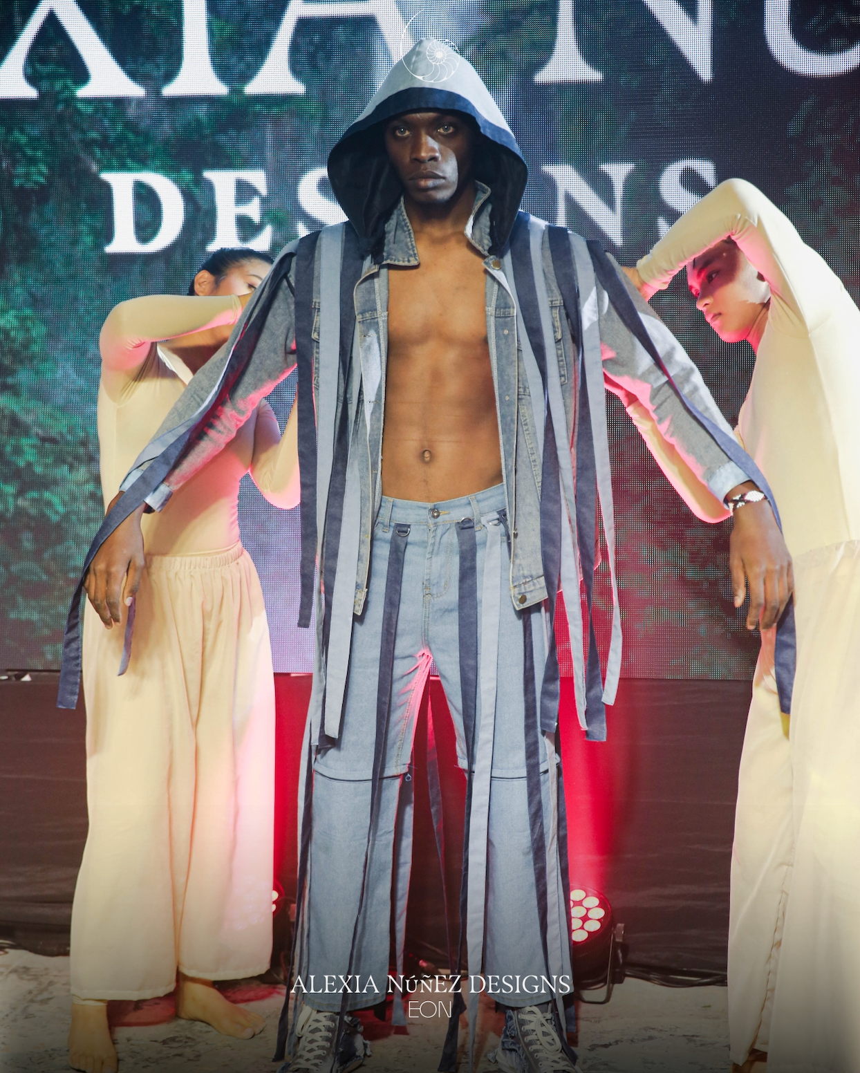 PRAISE STRIPED MODULAR HOODED UNISEX JACKET